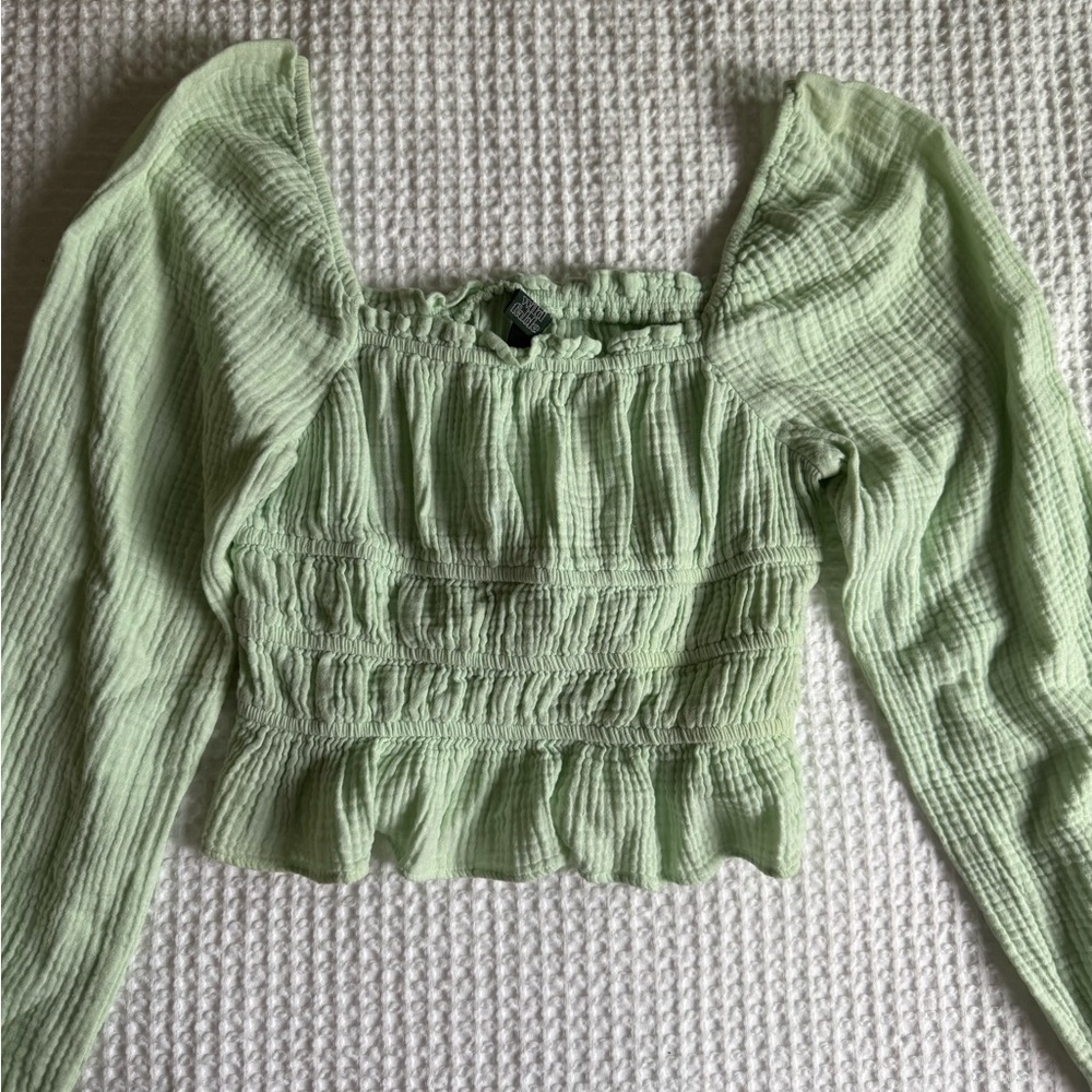 Wild Fable Light Green Ruffled Knit Top